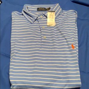 Brand New 3 button Polo. Orange Pony